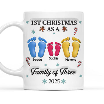1st Christmas As A Family Of Three - Personalized Coffee Mug-Myprintsy
