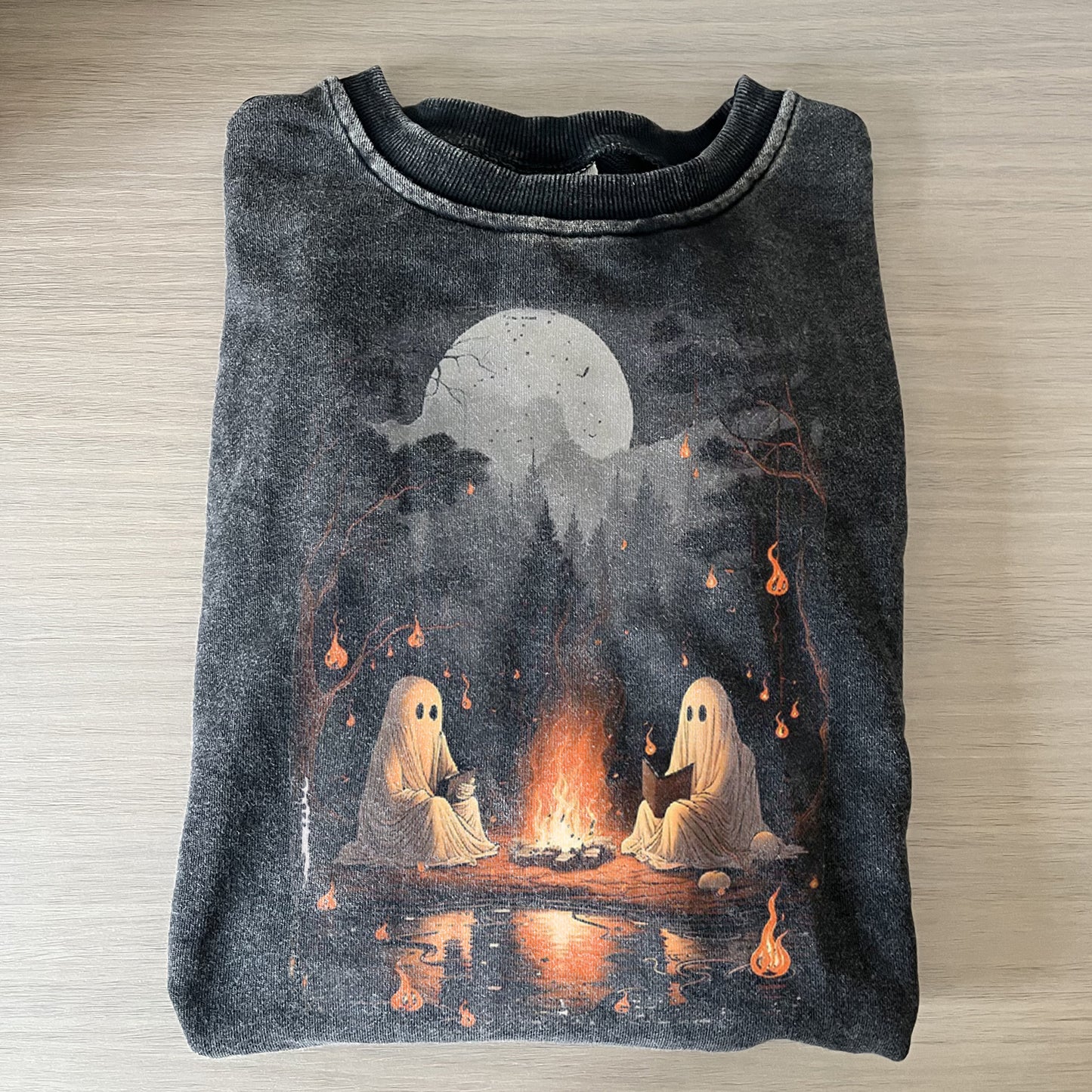Camping Halloween Ghost Reading Book - Halloween Shirt