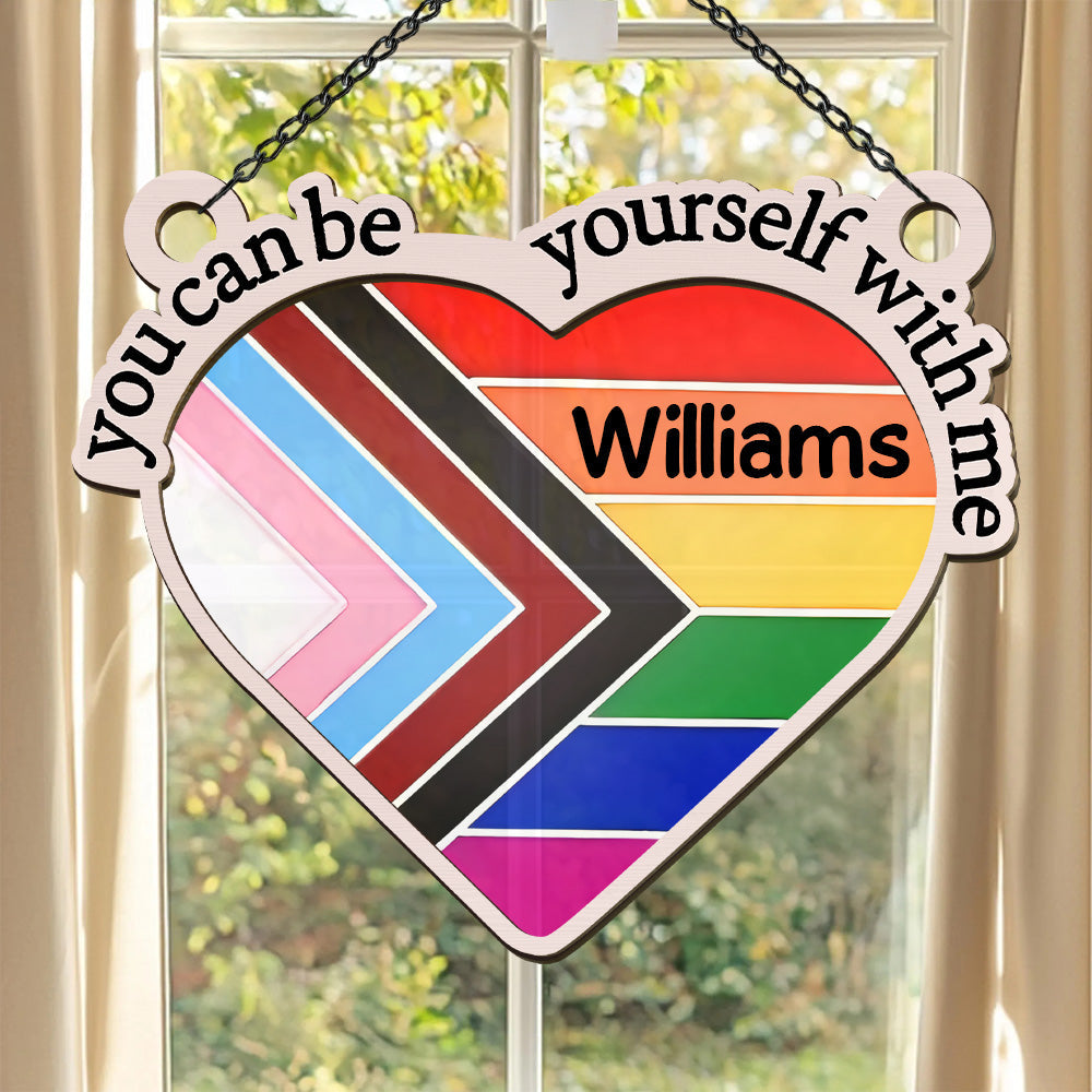 You Can Be Yourself With Me - Personalized Window Hanging Suncatcher Ornament
