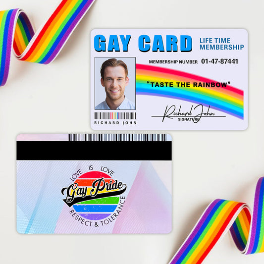 Gay Card, Lifetime Membership Rainbow - Personalized Aluminum Wallet Card