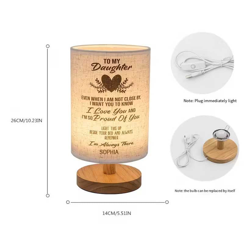 To My Daughter, I Am Always There -  Personalized Fabric Lamp