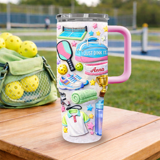 Just Dink It - Gift for Pickleball Players, Sports Lovers - Personalized 40oz Tumbler With Straw