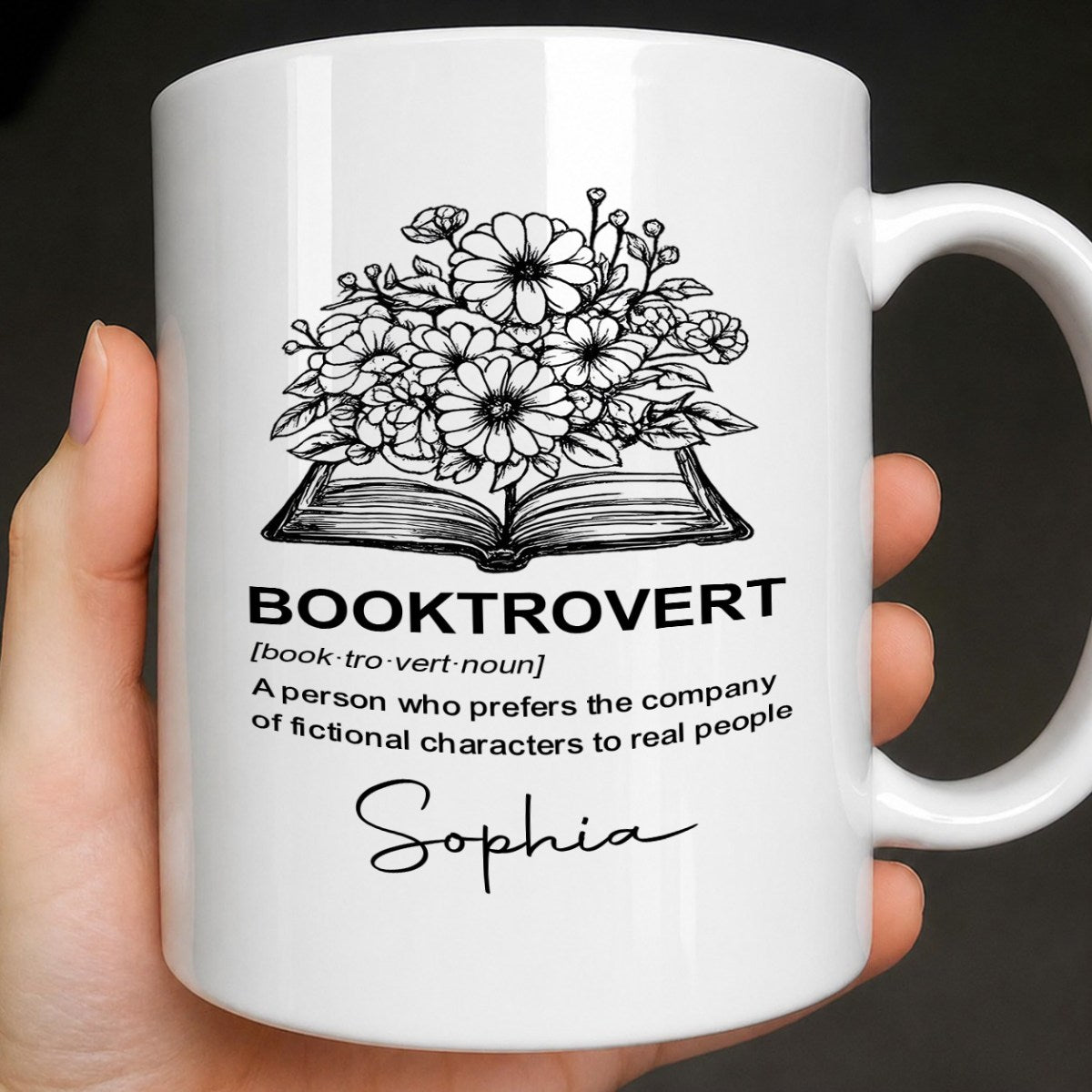 Booktrovert Definition - Personalized Coffee Mug - Gift For Book Lovers