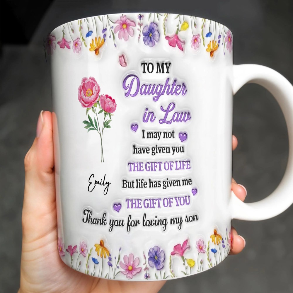 To My Daughter In Law Thank For Loving My Son Mug - Personalized Coffee Mug