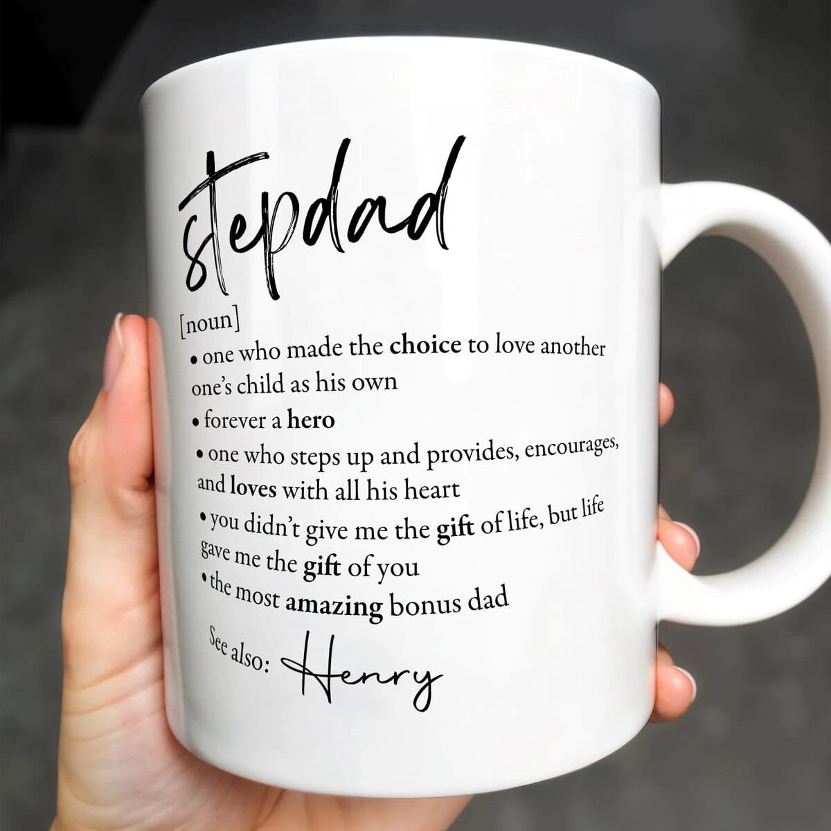 Stepdad Definition - Personalized Custom Coffee Mug - Gift For Step Dad