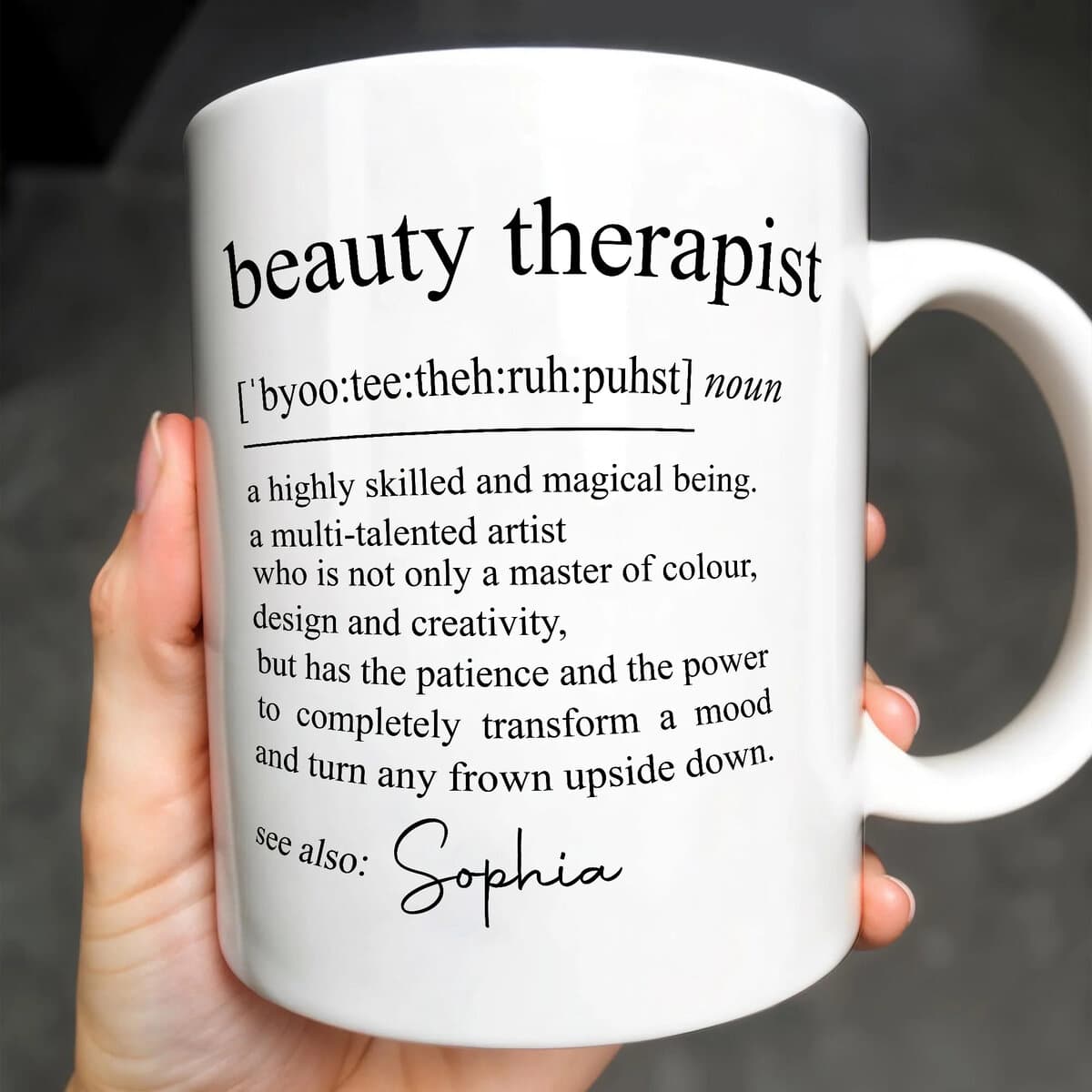 Beauty Therapist Definition, Personalized Coffee Mug, Gift For Beauticians