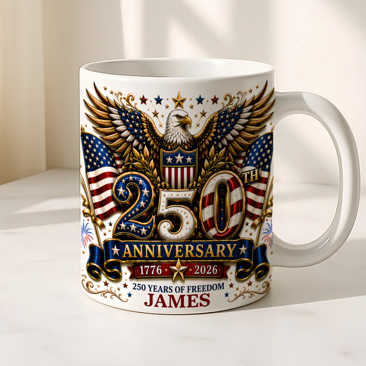 250th Anniversary 250 Years Of Freedom - Personalized Ceramic Mug-Myprintsy