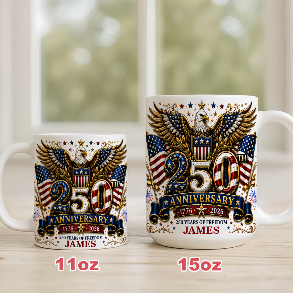 250th Anniversary 250 Years Of Freedom - Personalized Ceramic Mug-Myprintsy