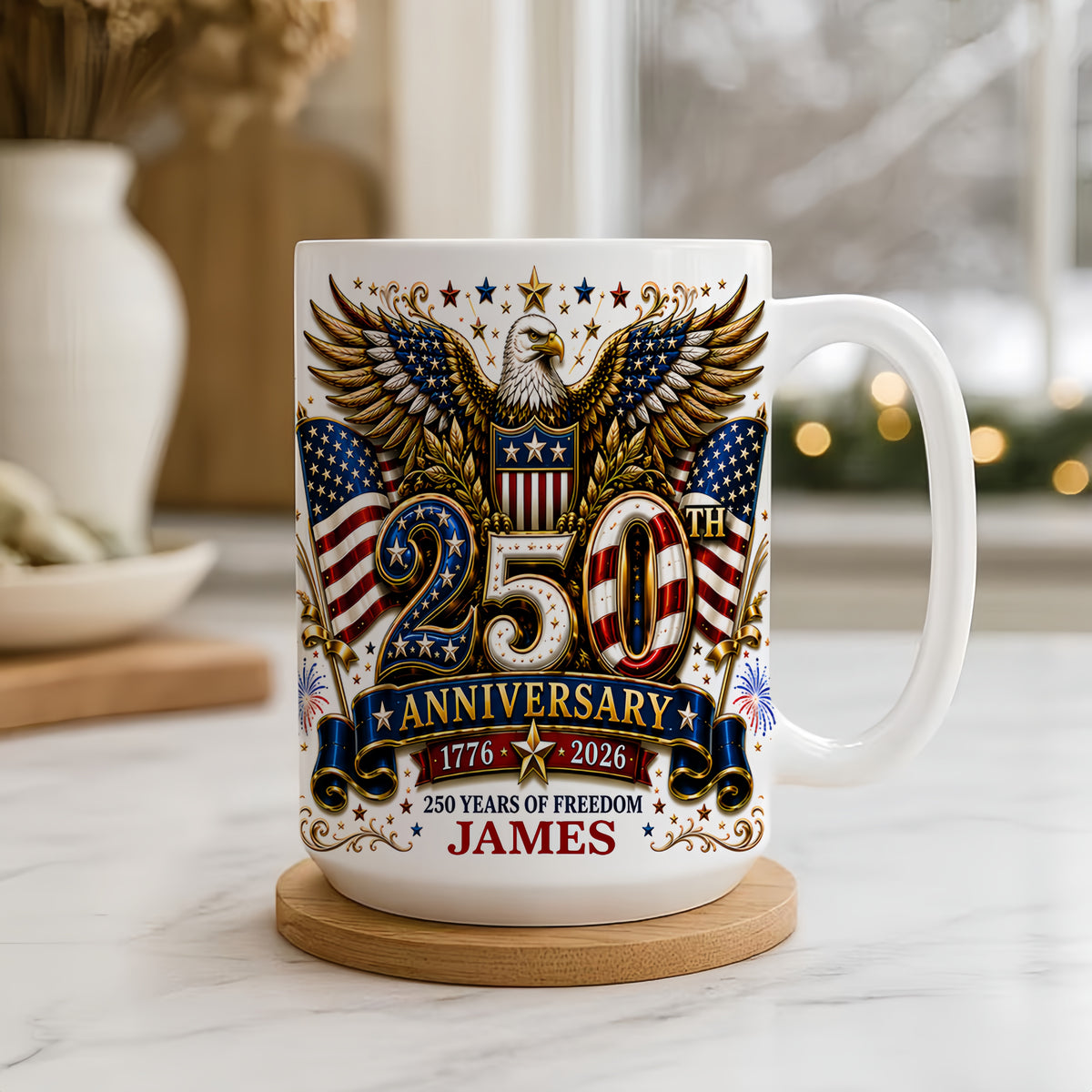 250th Anniversary 250 Years Of Freedom - Personalized Ceramic Mug-Myprintsy