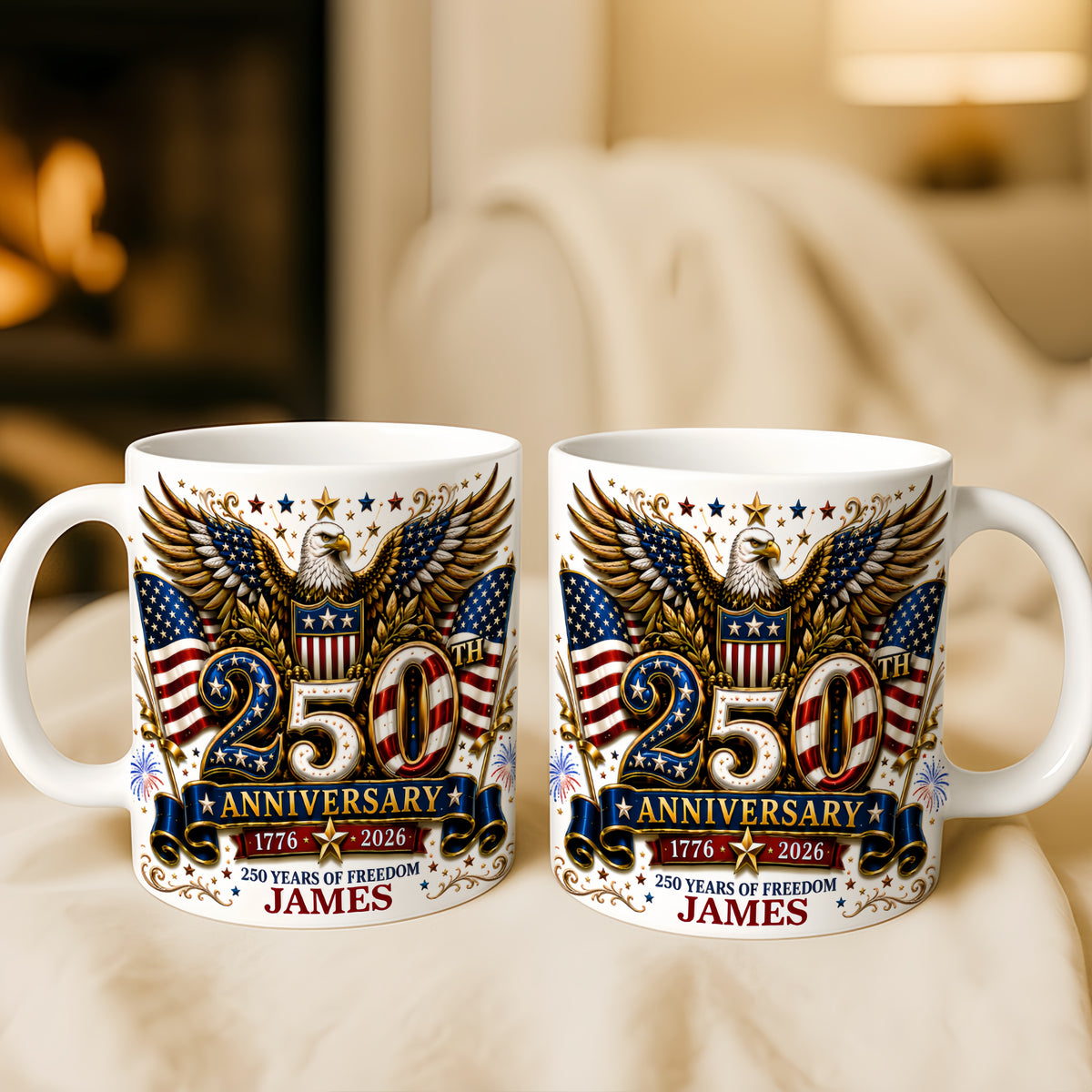 250th Anniversary 250 Years Of Freedom - Personalized Ceramic Mug-Myprintsy