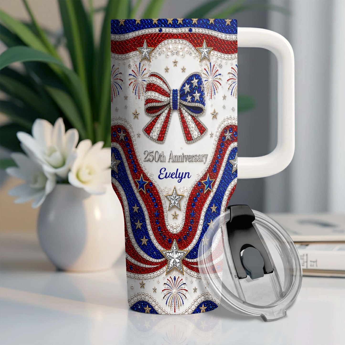250th Anniversary - Personalized 40oz Tumbler With Straw - Gift For Patriotic Lovers-Myprintsy