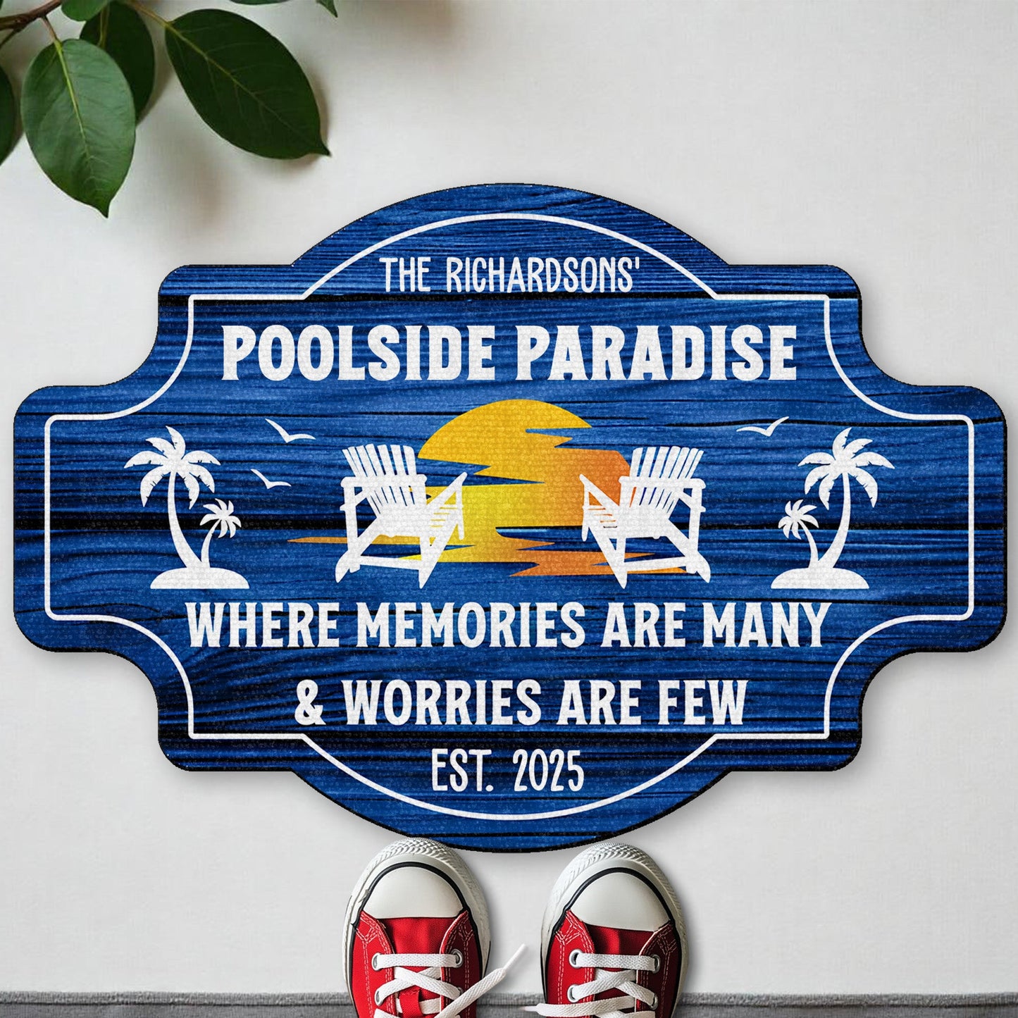 Poolside Paradise - Personalized Doormat - Gift For Family and Beach Goers