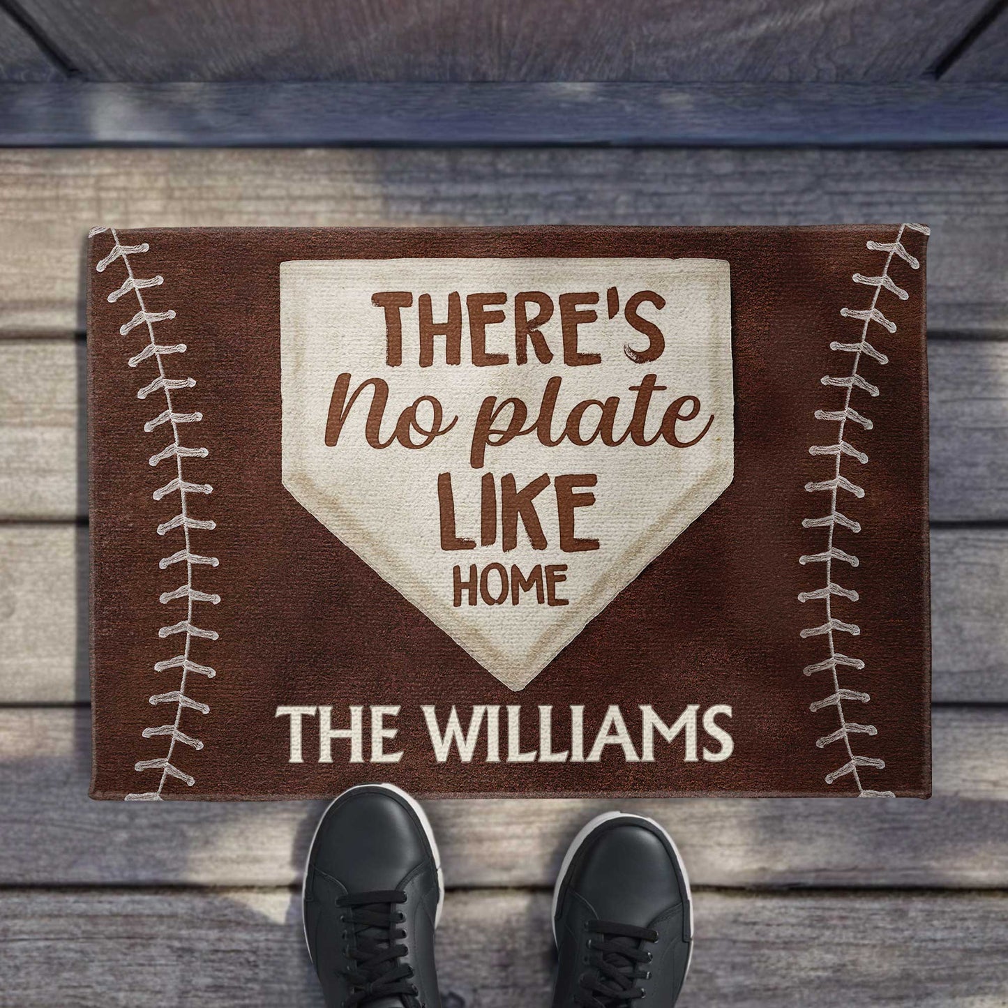There's No Plate Like Home - Personalized Doormat - Gift For Sports Fans