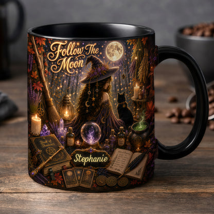 Follow The Moon - Personalized Witchcraft Accent Mug