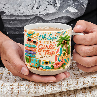 Oh Sip! It's a Girls' Trip - Personalized Pottery Mug - Girls Trip Gifts