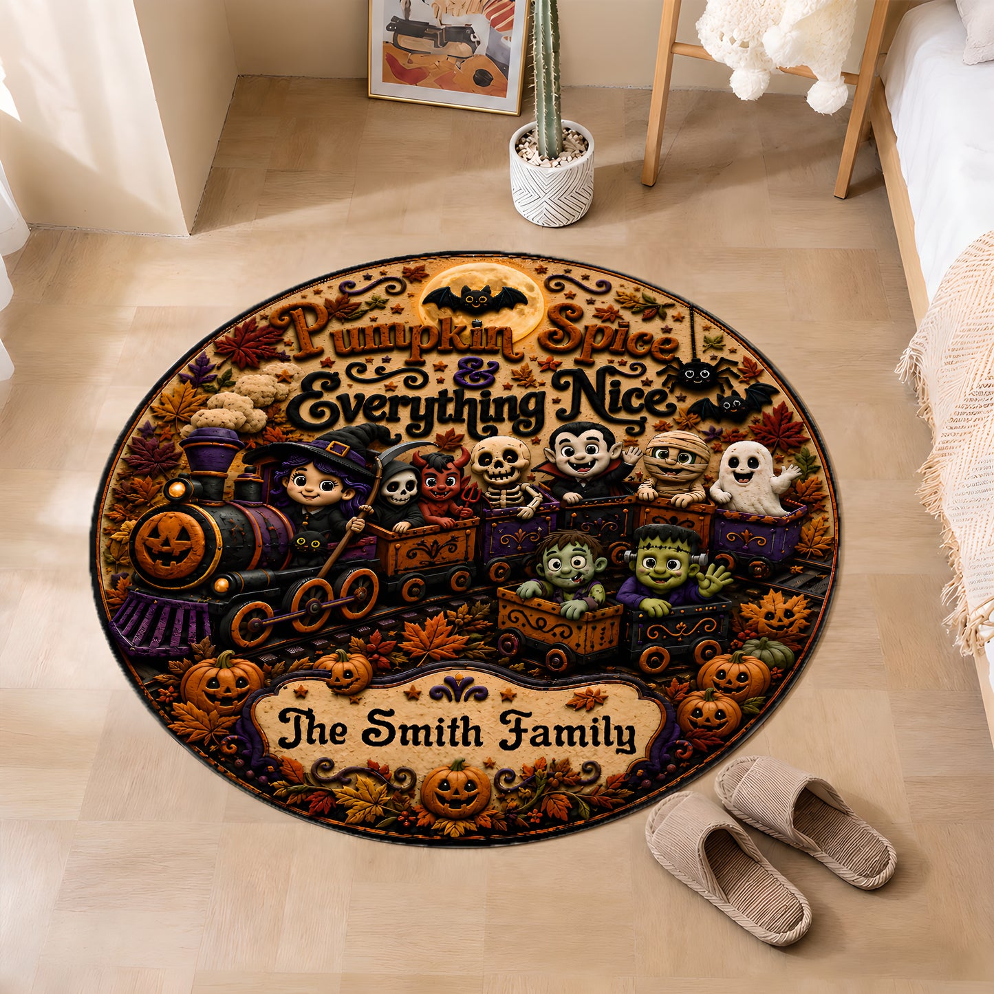 Pumpkin Spice & Everything Nice - Personalized Halloween 3D Custom Shaped Rug