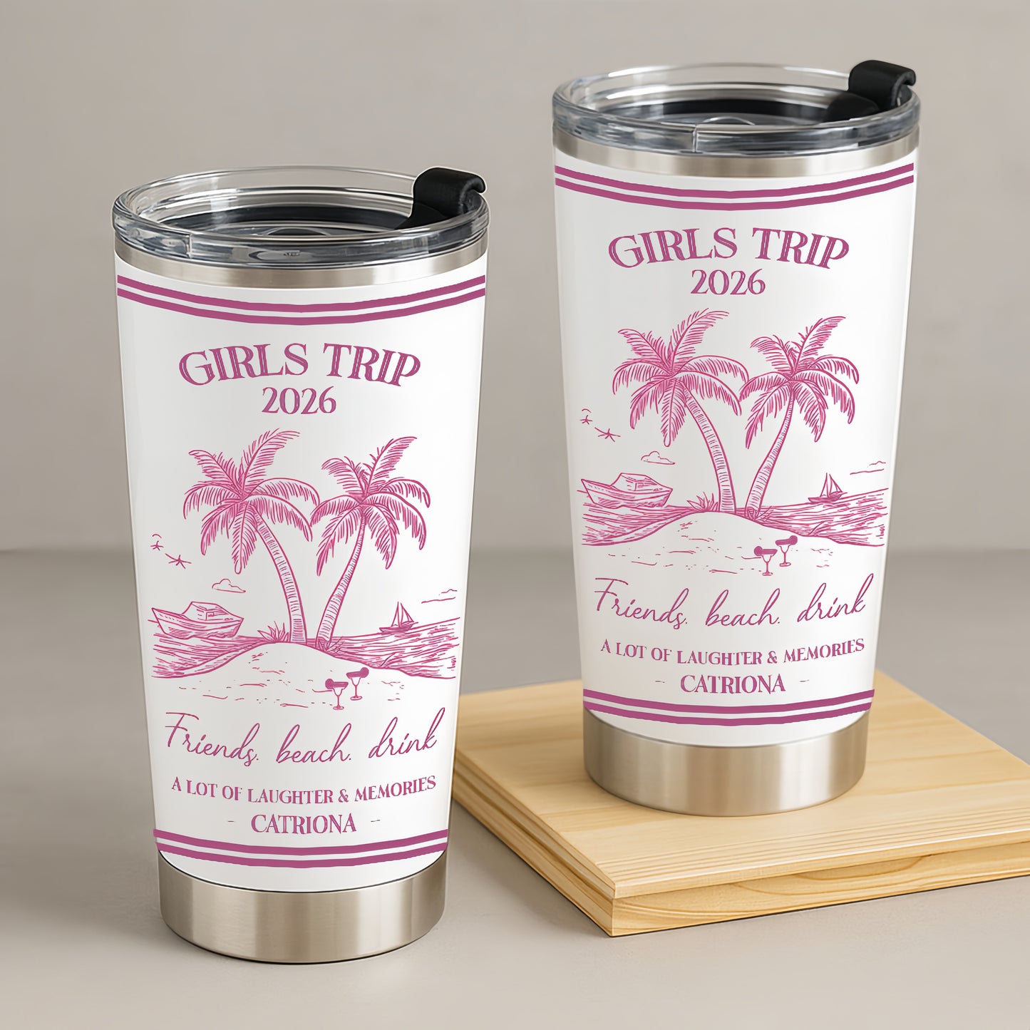 Girls Trip Summer Time - Personalized Tumbler Cup, Girls Trip Gifts
