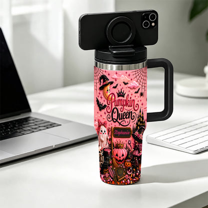 Pumpkin Queen - Personalized Pink Halloween 40oz Tumbler With Straw