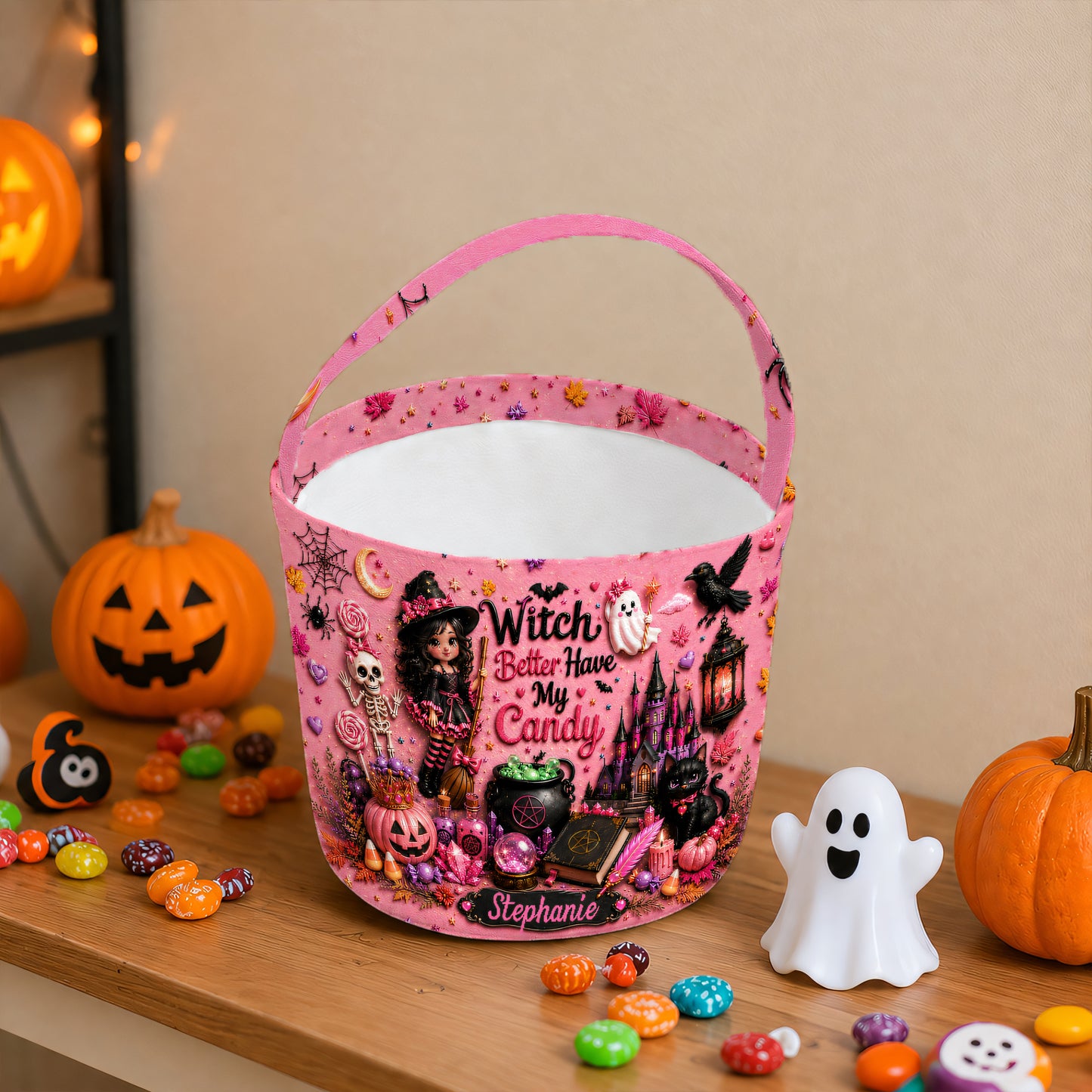 Witch Better Have My Candy - Personalized Pink Halloween Candy Bag - Gift For Halloween