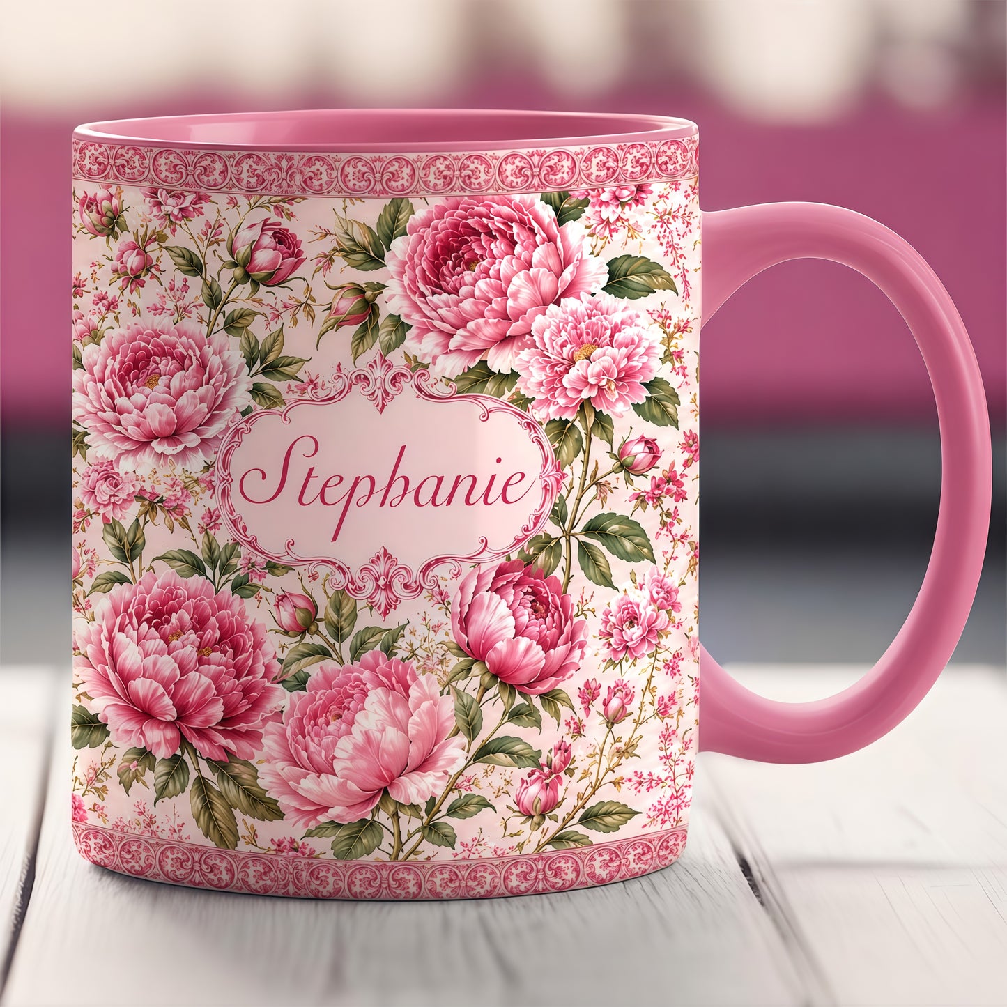 Charming Peony Paradise & Baroque Pattern - Personalized Laptop Bag
