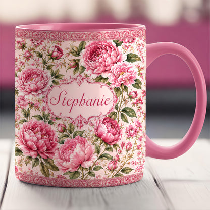 Charming Peony Paradise & Baroque Pattern - Personalized Laptop Bag