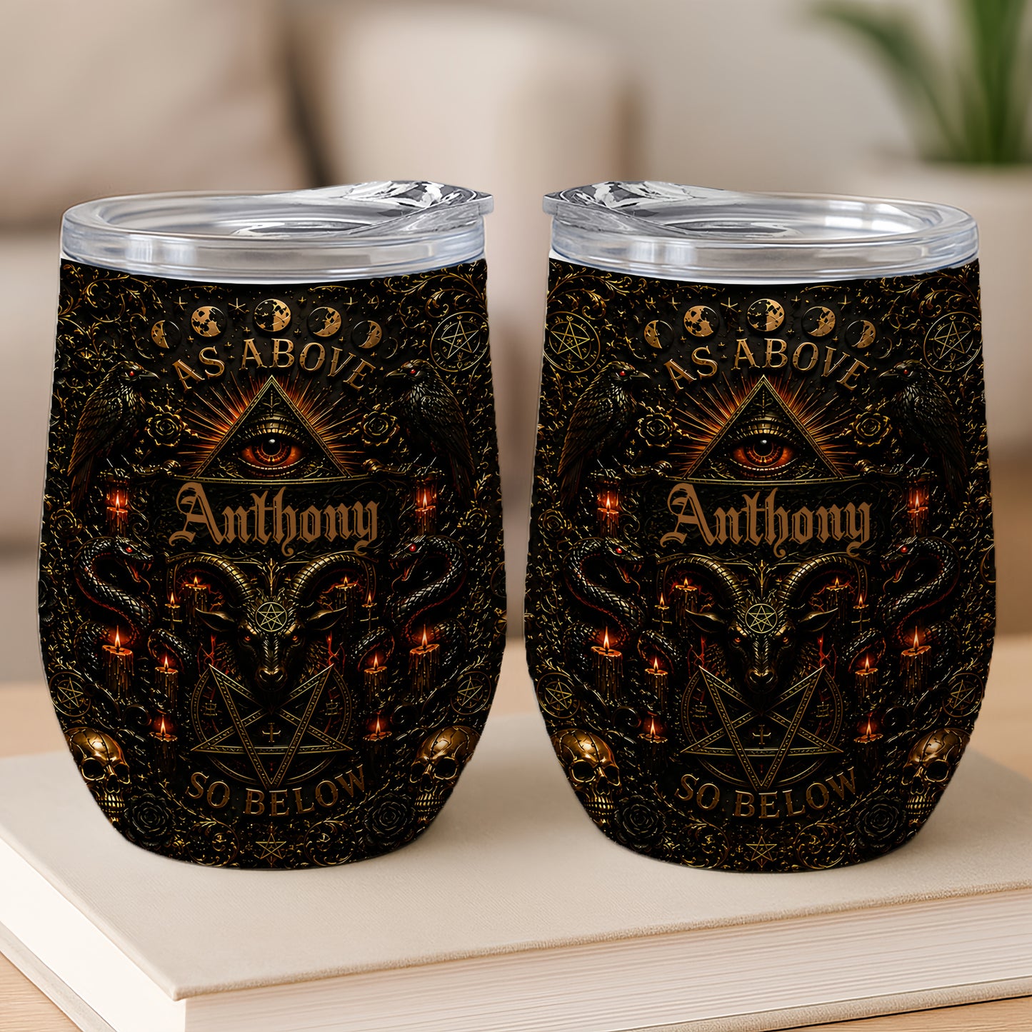 As Above So Below - Personalized Illuminati Wine Tumbler