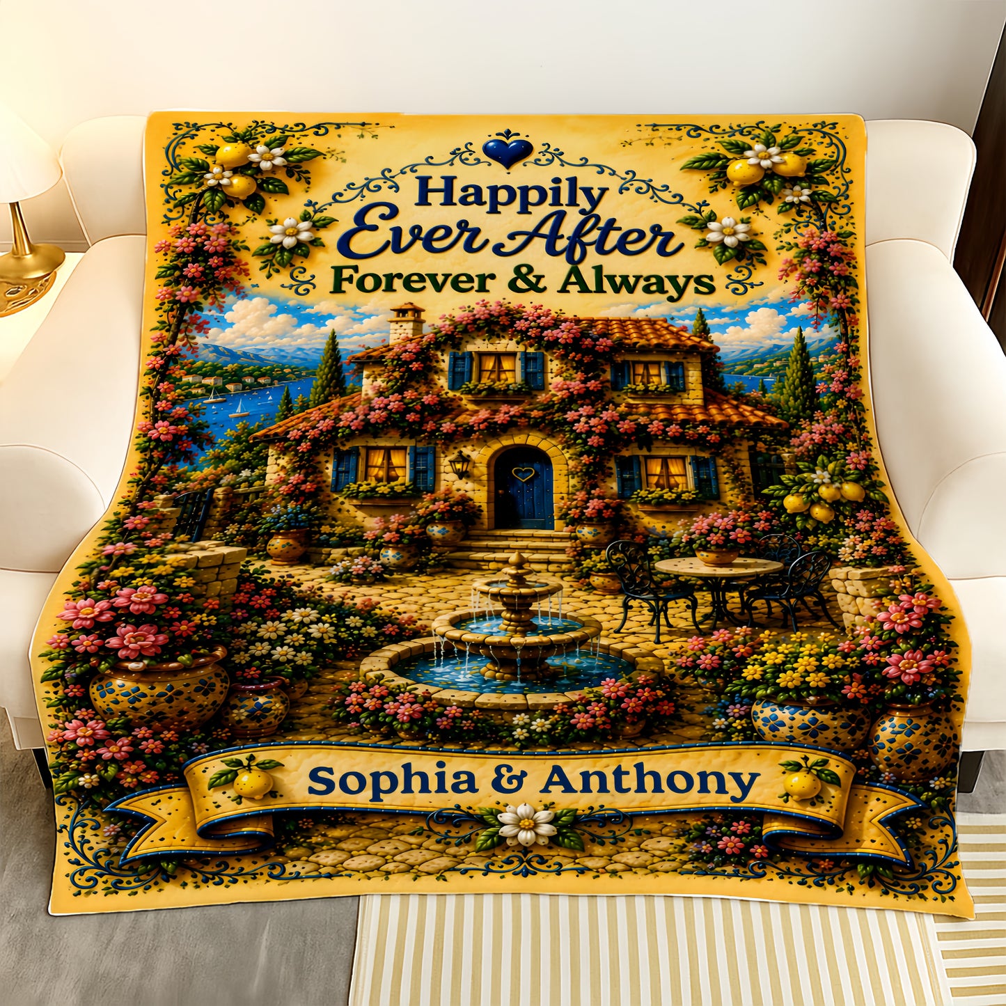 Happily Ever After Starts Here - Personalized Blanket For Couples