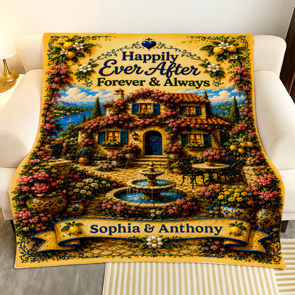 Happily Ever After Starts Here - Personalized Blanket For Couples