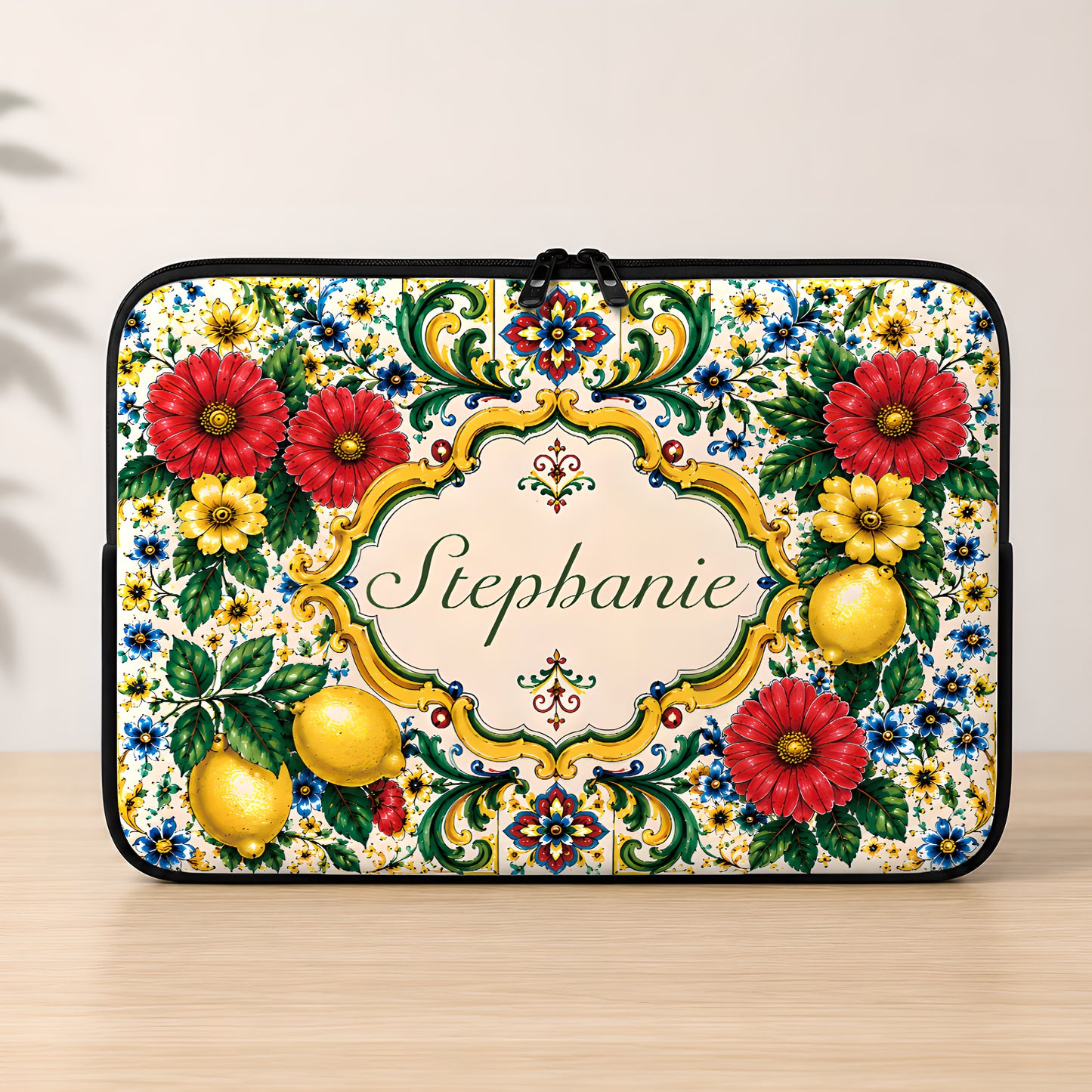 Mediterranean Style & Majolica Print La Dolce Vita - Personalized Laptop Bag