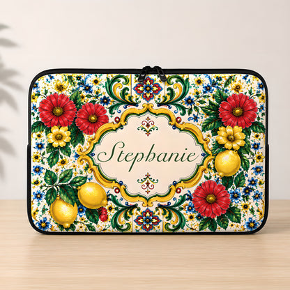Mediterranean Style & Majolica Print La Dolce Vita - Personalized Laptop Bag