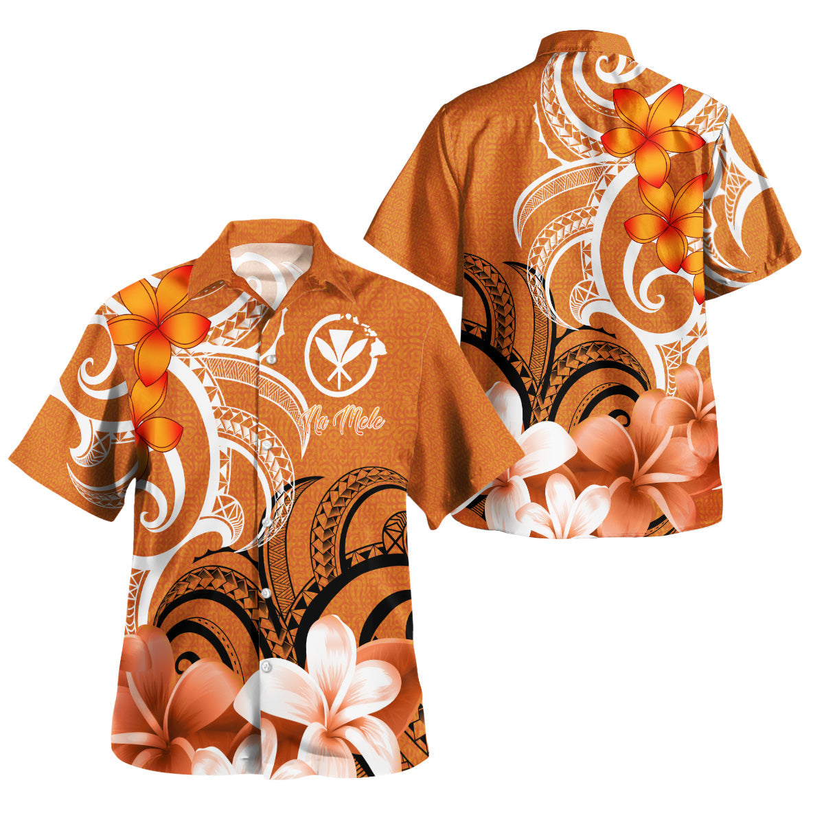 (Na Mele) Custom Personalised Hawaiian Shirt Polynesian Floral Spirit Orange