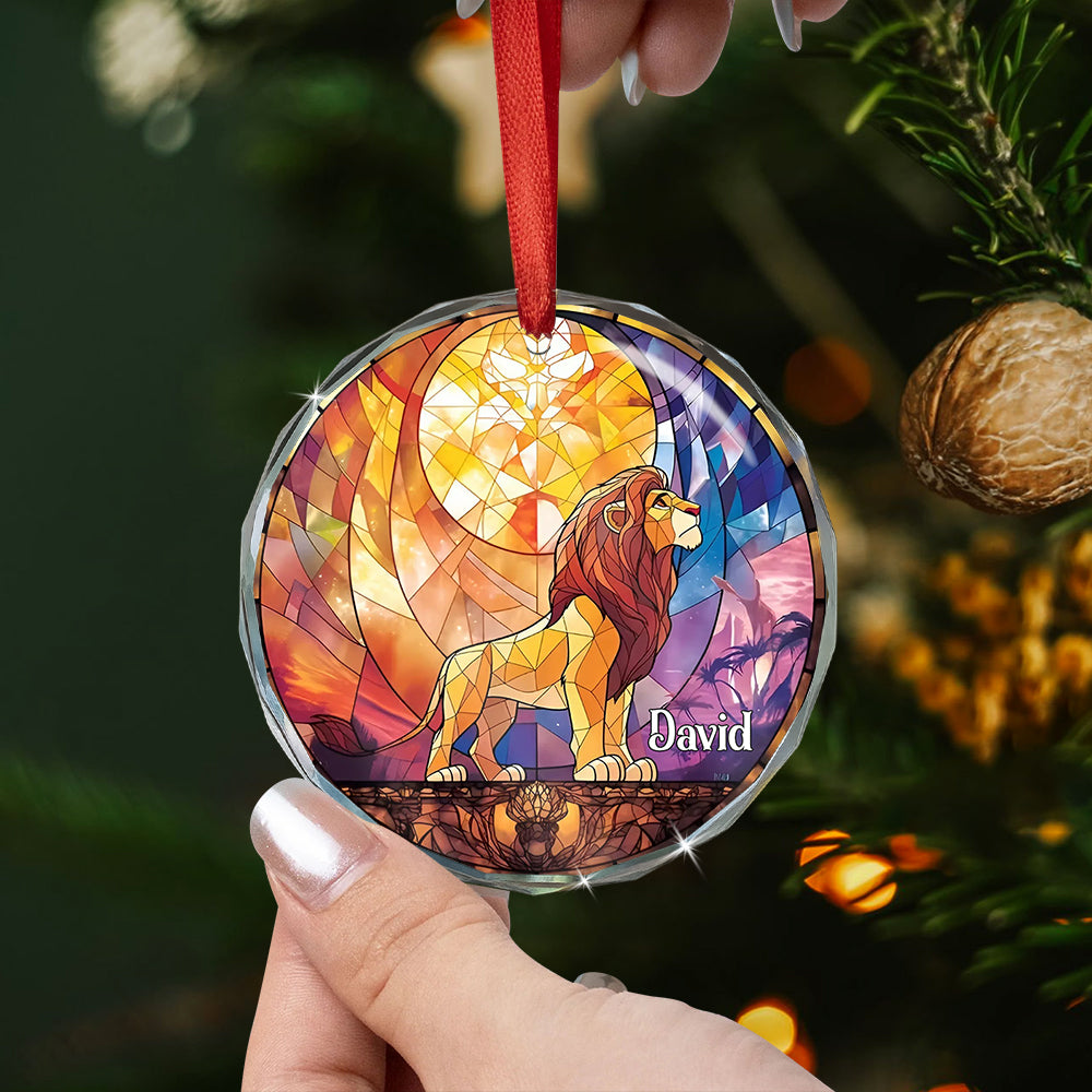 The Simba Lion - Personalized Circle Glass Ornament