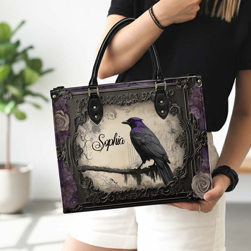 Gothic Raven - Personalized Leather Handbag & Wallet Set