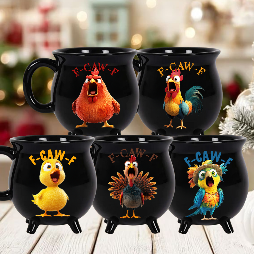 Funny Mug - F-Caw-F Crow Joke - Gift For Family Members, Coworkers, Friends - Personalized Cauldron Coffee Mug