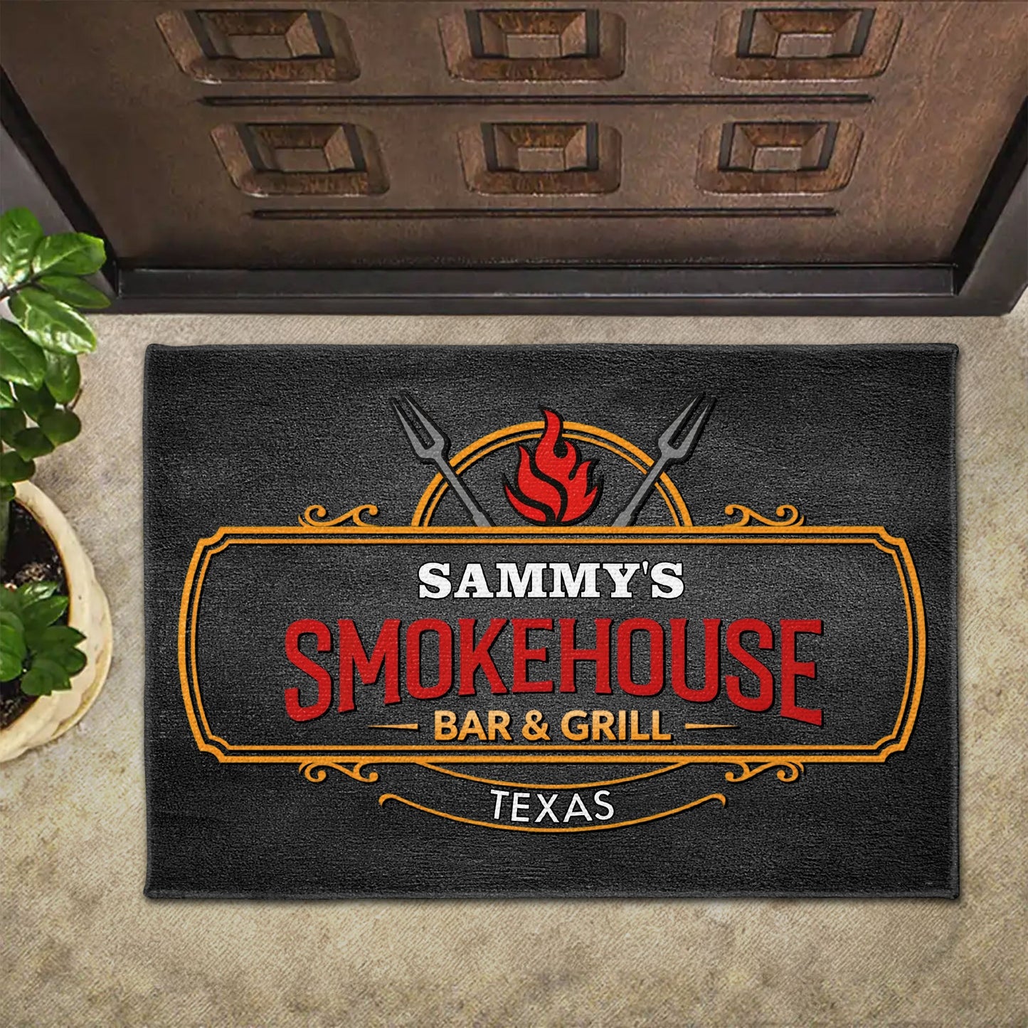Smokehouse Bar & Grill - Personalized Doormat - Gift For BBQ Enthusiasts