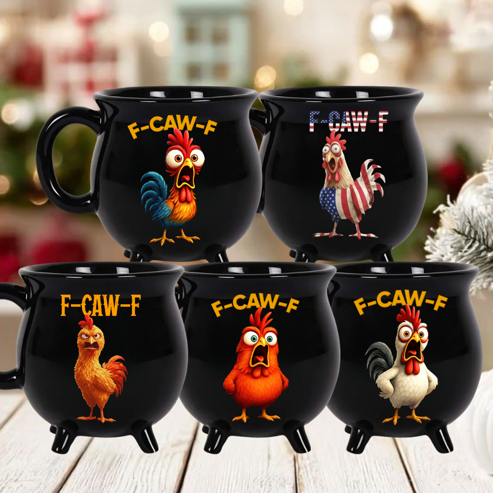 F-Caw-F Crow Joke - Funny Cauldron Mug - Gift For Family Members, Coworkers, Friends - Personalized Cauldron Coffee Mug