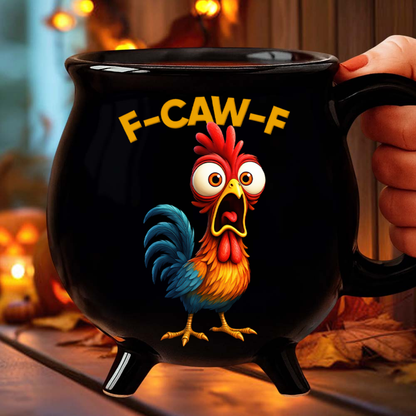 F-Caw-F Crow Joke - Funny Cauldron Mug - Gift For Family Members, Coworkers, Friends - Personalized Cauldron Coffee Mug