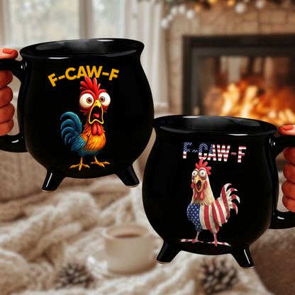 F-Caw-F Crow Joke - Funny Cauldron Mug - Gift For Family Members, Coworkers, Friends - Personalized Cauldron Coffee Mug