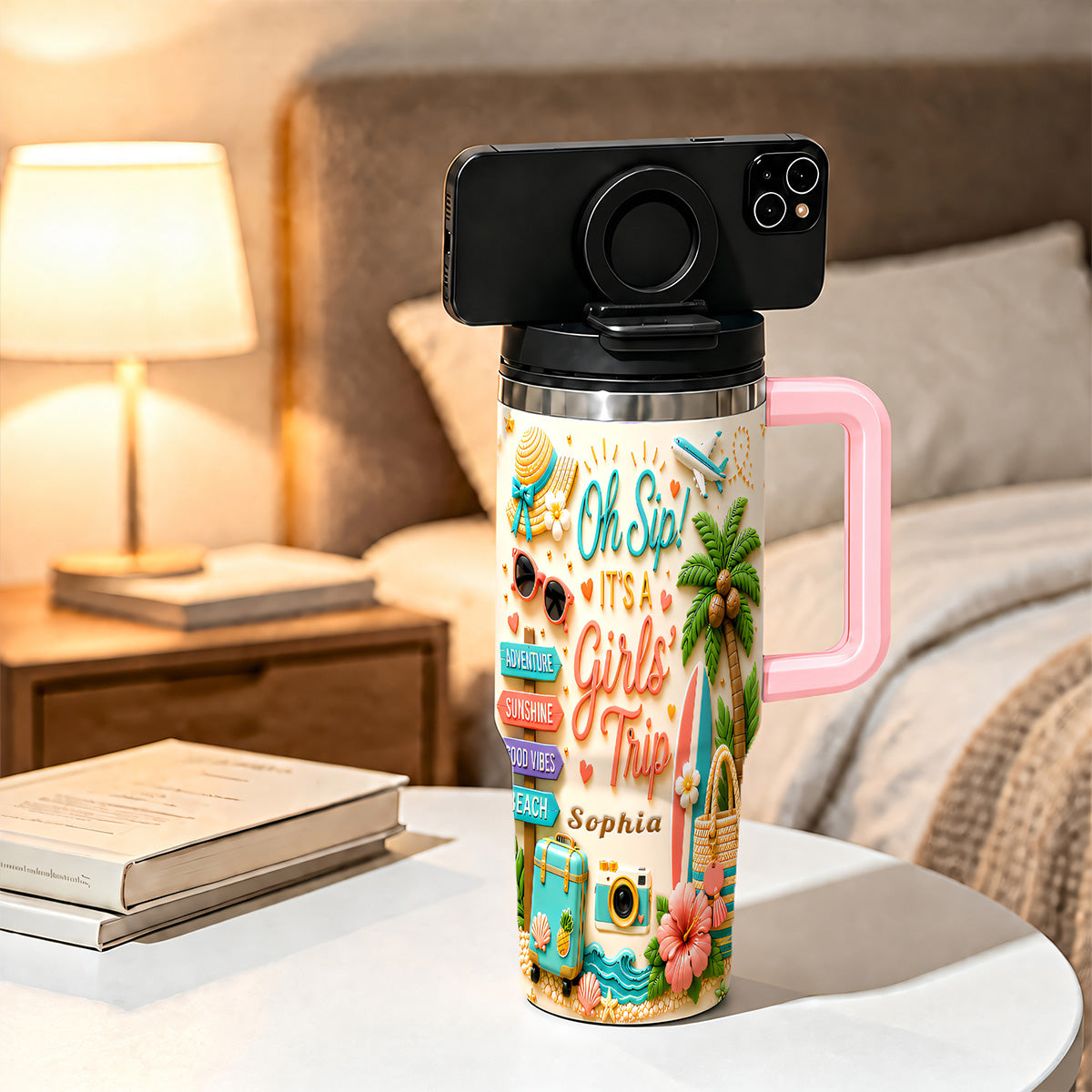 Oh Sip! It's a Girls' Trip - Personalized 40oz Travelling Tumbler with Straw - Girls Trip Gifts
