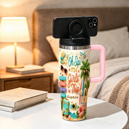 Oh Sip! It's a Girls' Trip - Personalized 40oz Travelling Tumbler with Straw - Girls Trip Gifts