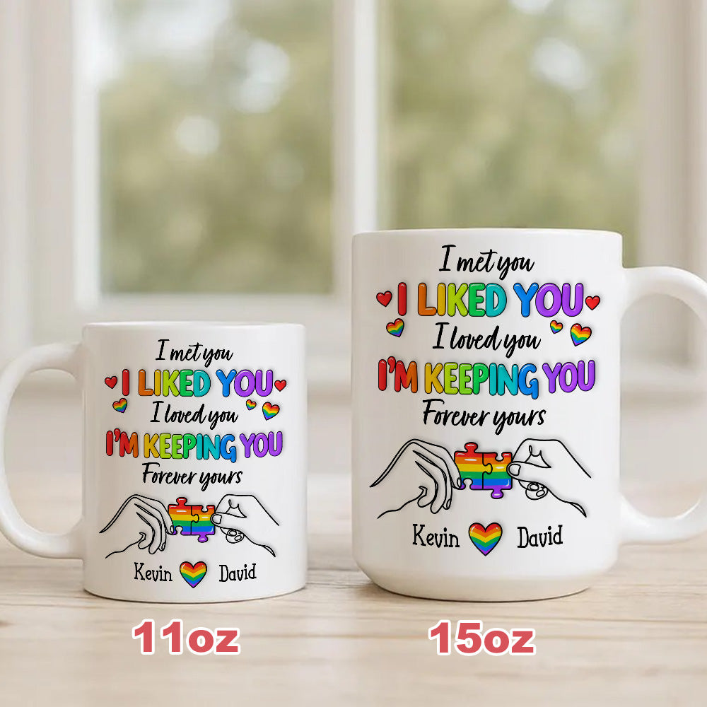 I Met You I Loved You Im Keeping You Forever Your Mug - Personalized Ceramic Mug - Gift For Husband Wife, Anniversary, LGBTQ+