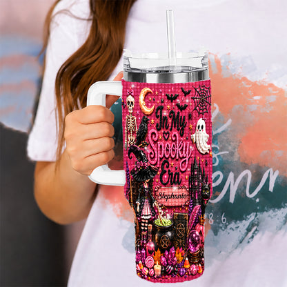 In My Spooky Era - Personalized Pink Halloween 40oz Rhinestone Tumbler With Straw