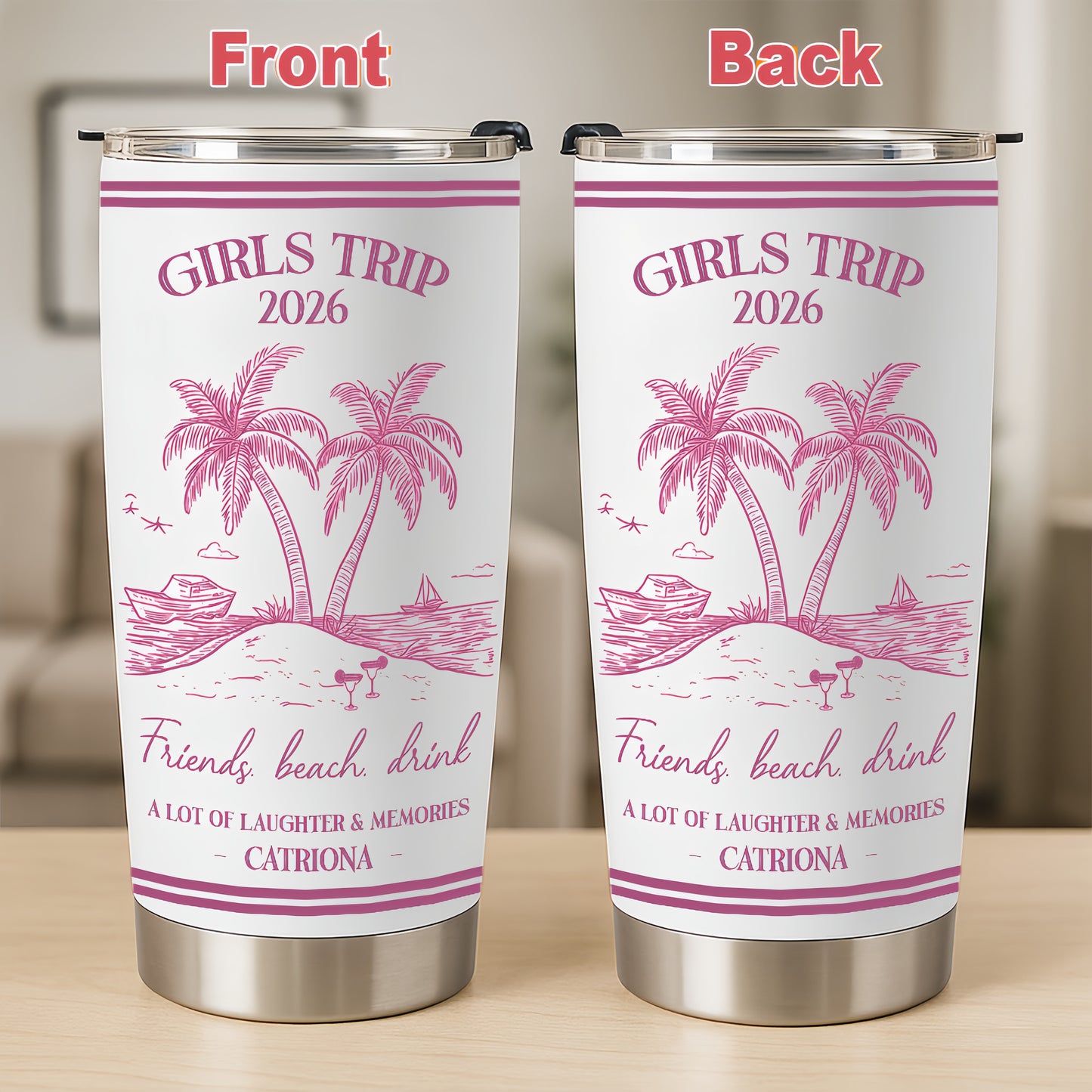 Girls Trip Summer Time - Personalized Tumbler Cup, Girls Trip Gifts