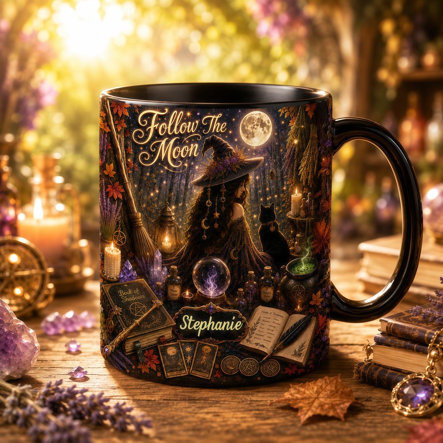 Follow The Moon - Personalized Witchcraft Accent Mug