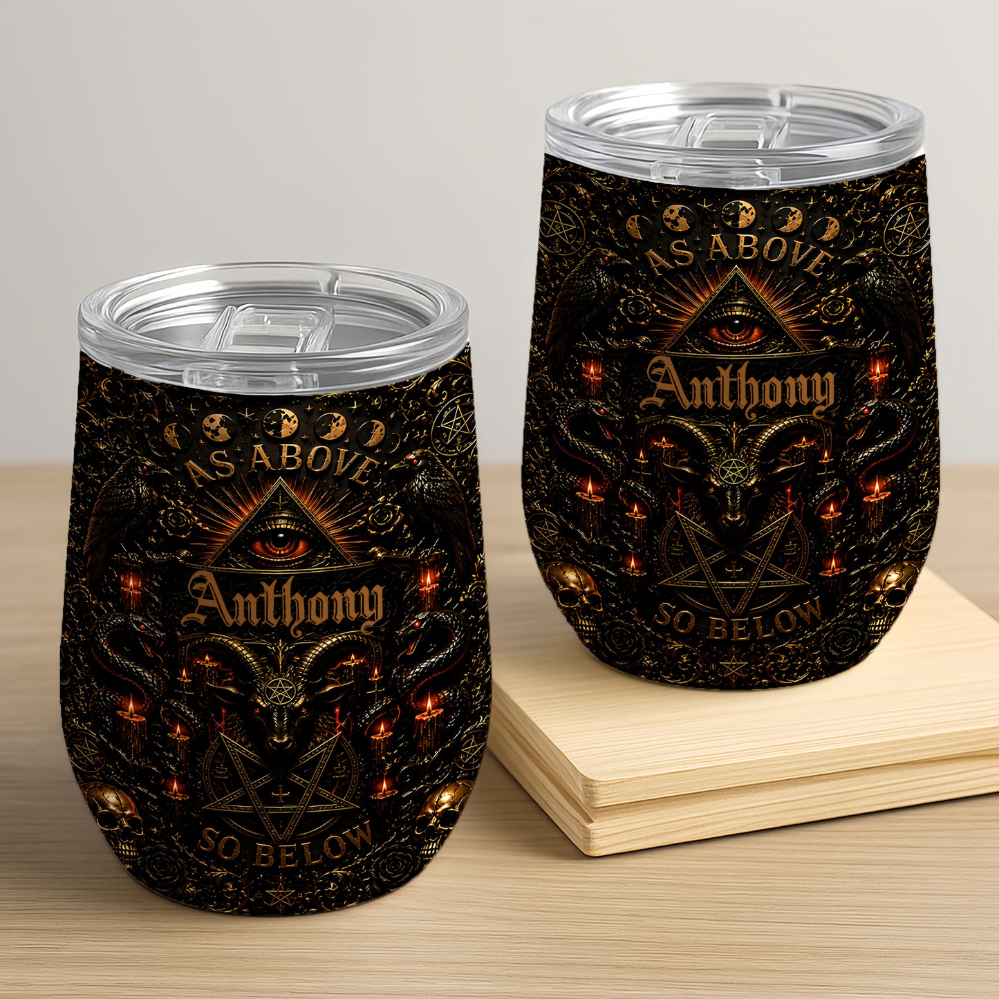 As Above So Below - Personalized Illuminati Wine Tumbler