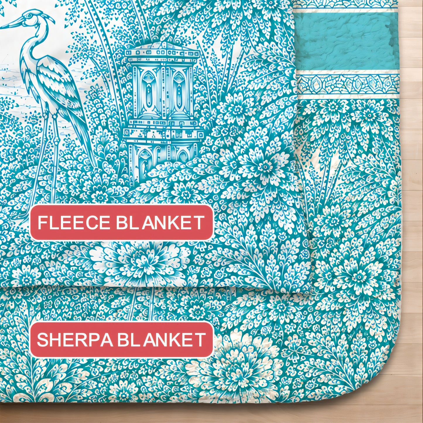 French Riviera Collection & Toile De Jouy Pattern Aquamarina - Personalized Blanket