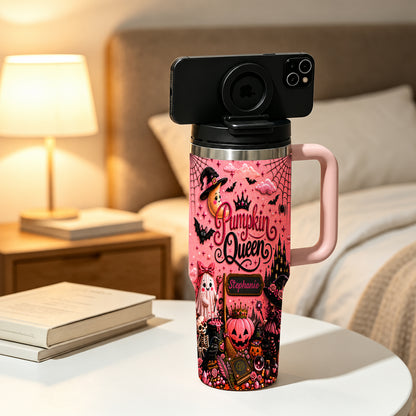 Pumpkin Queen - Personalized Pink Halloween 40oz Tumbler With Straw