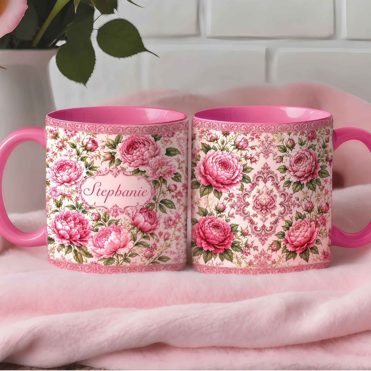 Charming Peony Paradise & Baroque Pattern - Personalized Laptop Bag