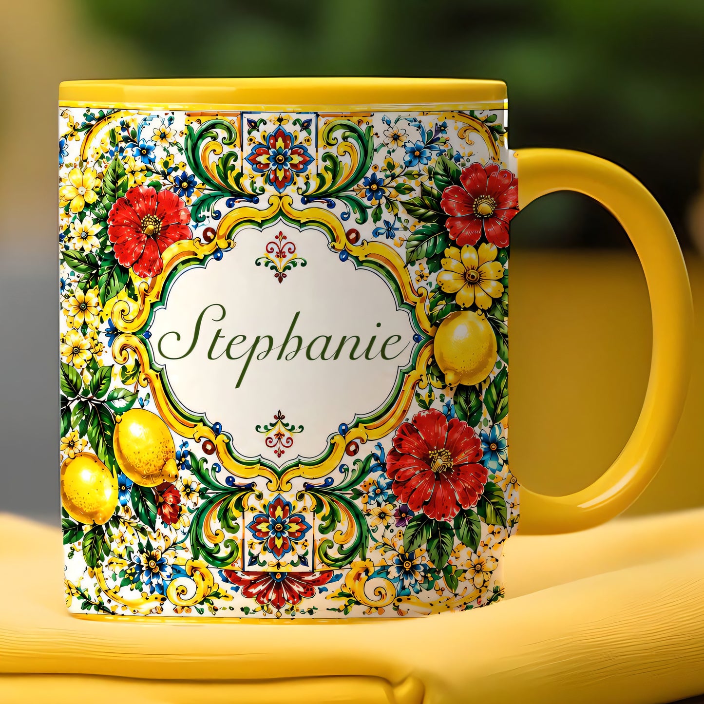 Mediterranean Style & Majolica Print La Dolce Vita - Personalized Accent Mug