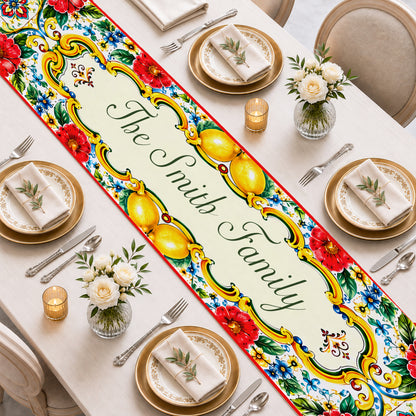 Mediterranean Style & Majolica Print La Dolce Vita - Personalized Table Runner